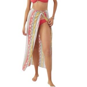 O'Neill Maxi Cover Up Skirt S Chrysanthemum Red Viscose Smocked BNWT